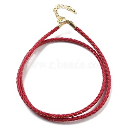 Polyester Cord Braided Necklace Makings, with Brass Findings, Stainless Steel Clasps, Long-Lasting Plated, Golden, Crimson, 18-3/4 inch(47.5cm)(MAK-L043-03G-12)