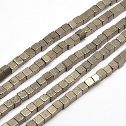 Cube Natural Pyrite Beads Strands, 8x8x8mm, Hole: 1mm, about 45~48pcs/strand, 15~15.3 inch(G-I126-17-8x8mm)