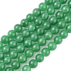 Natural White Jade Bead Strands, Dyed, Round, Medium Sea Green, 8mm, Hole: 1mm, about 48pcs/strand, 14.9 inch(G-R165-8mm-14)