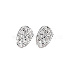 Crystal Rhinestone Oval with Star Stud Earrings, 304 Stainless Steel Jewelry for Women, Stainless Steel Color, 17x12mm, Pin: 0.7mm(EJEW-N097-001P)