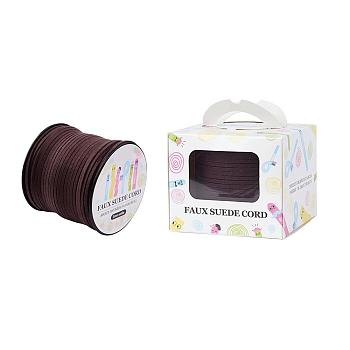 Faux Suede Cord, Faux Suede Lace, Paper Box Packing, Coffee, 3.0x1.4mm, about 98.43yards/roll(90m/roll)