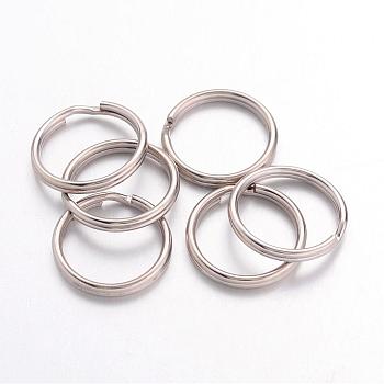 Iron Split Key Rings, Double Loops Jump Rings, Platinum, 16x2mm, Inner Diameter: 14.5mm