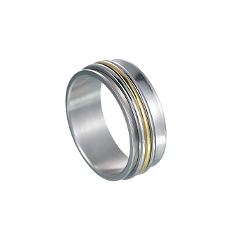 201 Stainless Steel Wide Band Rotating Finger Rings, Fidget Spinner Ring for Calming Worry Meditation, Golden & Stainless Steel Color, US Size 10(19.8mm)