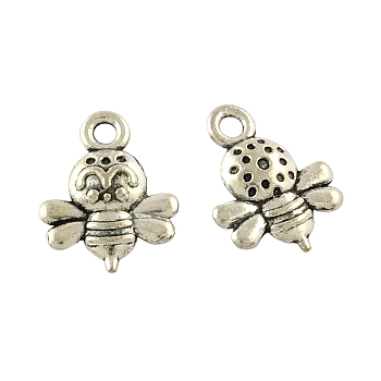 Tibetan Style Alloy Bee Charms, Cadmium Free & Lead Free, Antique Silver, 14x11x4mm, Hole: 2mm, about 625pcs/500g