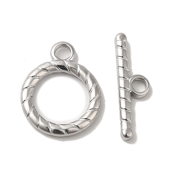 304 Stainless Steel Toggle Clasps, Ring, Stainless Steel Color, 19x15x2mm, Hole: 3mm, Bar: 21x6x2mm, Hole: 3mm