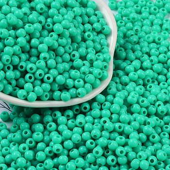 Opaque Acrylic Beads, Round, Turquoise, 4x3.5mm, Hole: 1.6mm, about 18000pcs/500g
