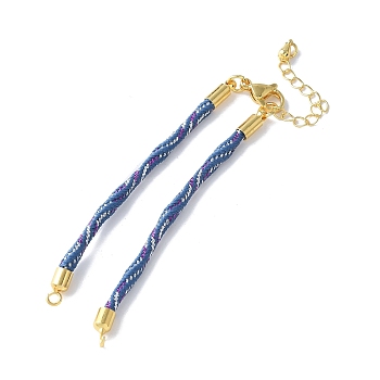 Nylon Cord Bracelets, for Connector Charm Bracelet Making, with Rack Plating Golden Lobster Claw Clasps & Chain Extenders, Long-Lasting Plated, Cadmium Free & Lead Free, Steel Blue, 5-3/4~6x1/8x1/8 inch(14.7~15.2x0.3cm)