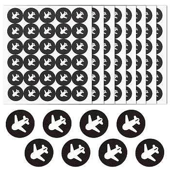 Customized Round Dot PVC Decorative Stickers, Waterproof Self-Adhesive Decals for Daily Plan, DIY Scrapbooking, Plane Pattern, 100x85mm, Sticker: 12.5x12.5mm