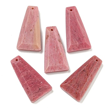 Natural Rhodochrosite Pendants, Faceted Trapezoid Charms, 25x13x4mm, Hole: 1mm