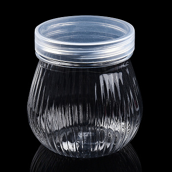 Plastic Bead Storage Containers, Screw Top Bead Jars, Lantern Shape, Clear, 6.75x7cm, Inner Size: 6.1x6.6cm