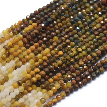 Natural Pietersite Beads  Strands, Gradient Style, Round, Faceted, 4mm, Hole: 0.5mm, about 112pcs/strand, 15.35 inch(39cm)