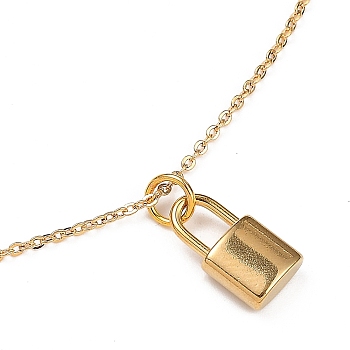 Pendant Necklaces, with Brass Cable Chains, 304 Stainless Steel Pendants & Lobster Claw Clasps, Padlock, Golden, 18.03 inch(45.8cm)
