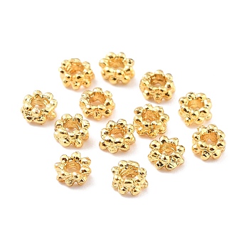 Rack Plating Alloy Beads, Cadmium Free & Lead Free, Long-Lasting Plated, Flower, Matte Gold Color, 4x2mm, Hole: 1.6mm
