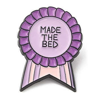 Word Made The Bed Dopamine Color Series Medal Enamel Pin, Electrophoresis Black Zinc Alloy Brooch for Backpack Clothes, Medium Purple, 30x22x1.5mm