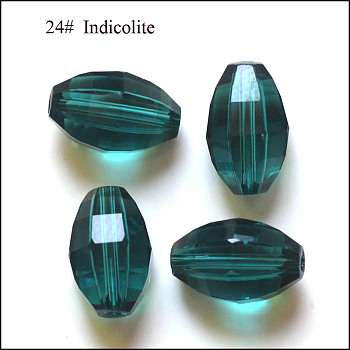 Imitation Austrian Crystal Beads, Grade AAA, Faceted, Oval, Dark Cyan, 8x11mm, Hole: 0.9~1mm