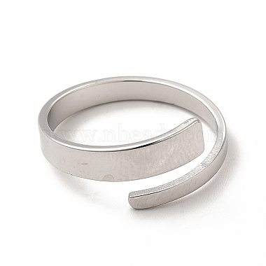 304 Stainless Steel Rectangle Open Cuff Ring for Women(RJEW-B027-02P)-2