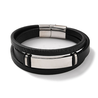 Black Rectangle Imitation Leather Bracelets