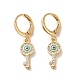 Key with Evil Eye Real 18K Gold Plated Brass Dangle Leverback Earrings(EJEW-Q797-03G-03)-1