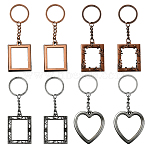 8Pcs 4 Styles Alloy Photo Frame Keychain, Mixed Shapes, Mixed Color, 101~118.5mm, 2pcs/style(KEYC-SP0001-51)