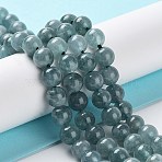 Dyed Natural Malaysia Jade Beads Strands, Round, Cadet Blue, 6~6.5mm, Hole: 1mm, about 30pcs/strand, 7.28 inch(18.5cm)(G-G021-01A-01)