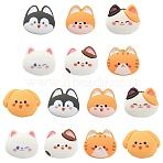 14Pcs 7 Styles Cartoon Cat Resin Lapel Pin Backs, Painting Golden Brass Badge for Backpack Clothes, Mixed Color, 16~18.5x19~23.5mm, 2pcs/style(JEWB-CJ0003-03)