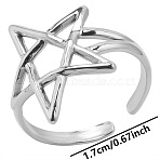 Stainless Steel Star Open Cuff Ring Women, Stainless Steel Color, Inner Diameter: 17mm(GD1255-1)