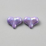 Opaque Acrylic Beads, Heart Shape, Rainbow Plated, Lilac, 16x21.5x8.5mm, Hole: 1.6mm(OACR-TAC0017-04)