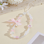 1Pc Heart & Bowknot Plastic Mobile Straps for Women, Phone Decorations Charm, Pink, 180mm(AJEW-LP0004-63)