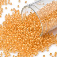 TOHO Round Seed Beads, Japanese Seed Beads, (962) Inside Color Crystal/Topaz Lined, 11/0, 2.2mm, Hole: 0.8mm, about 1110pcs/10g(X-SEED-TR11-0962)