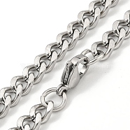 Non-Tarnish 201 Stainless Steel Cuban Link Chain Necklaces for Women and Men, Stainless Steel Color, 17.80 inch(45.2cm)(NJEW-F322-12P-01)