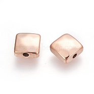 Ion Plating(IP) 304 Stainless Steel Beads, Square, Manual Polishing, Rose Gold, 8.5x8.5x4mm, Hole: 1.6mm(STAS-O119-21RG)