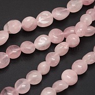Nuggets Natural Madagascar Rose Quartz Beads Strands, Tumbled Stone, 8~12x8~12x5~6mm, Hole: 1mm, about 33pcs/strand, 14.9 inch(G-N0164-17)