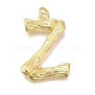 Rack Plating Brass Pendants, Long-Lasting Plated, Cadmium Free & Lead Free, Real 18K Gold Plated, with Jump Ring, Letter Z, 38.5x27x6.8mm, Hole: 5mm(KK-I721-01G-Z)