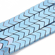 Electroplate Non-magnetic Synthetic Hematite Beads Strands, Arrow, Blue Plated, 6x4x2mm, Hole: 0.8mm, about 95pcs/strand, 16.1 inch(G-T061-133A)