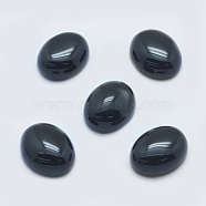 Natural Black Agate Cabochons, Oval, 10x8x4mm(G-G759-Z01)