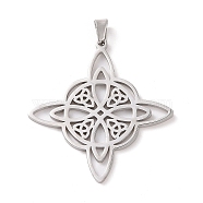 Non-Tarnish 304 Stainless Steel Hollow Pendants, Knot, Stainless Steel Color, 36x34x1mm, Hole: 5x3mm(STAS-P313-02P)