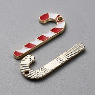 Christmas Theme Alloy Enamel Pendants, Light Gold, Candy Cane Pattern, 25x10.5x1.5mm, Hole: 1.4mm(ENAM-WH0062-02A-02)