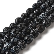 Crackle Agate Beads Strands, Round, Dyed, Grade A, Black, 11.5mm, Hole: 1.2mm, about 33pcs/strand(G-A004-1)