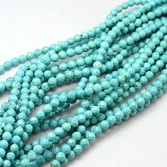 Natural Howlite Round Beads Strands, Dyed & Heated, Faceted, Pale Turquoise, 4mm, Hole: 1mm, about 94pcs/strand, 15.74 inch(TURQ-L017-4mm-01B)