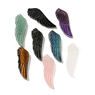 Natural Mixed Gemstone Pendants, Carved Wing Charms, 56~59x19~22x7~10.5mm, Hole: 1.3mm(G-M417-05)