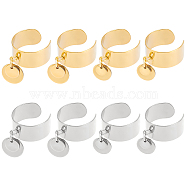 8Pcs 4 Style 304 Stainless Steel Open Cuff Rings Set, with Stainless Steel Flat Round Blank Charms, Golden & Stainless Steel Color, Inner Diameter: 17~18mm, 2pcs/style(RJEW-AB00010)