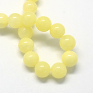 Natural Dyed Yellow Jade Gemstone Bead Strands, Round, Champagne Yellow, 4mm, Hole: 0.5mm, about 95pcs/strand, 15.7 inch(X-G-R271-4mm-Y06)