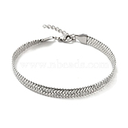 304 Stainless Steel Herringbone Chain Bracelet, Stainless Steel Color, 8-3/8 inch(21.4cm)(BJEW-D028-02B-02P)