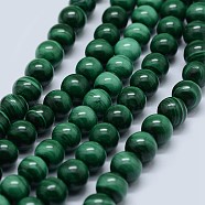 Natural Malachite Beads Strands, Grade A, Round, 3mm, Hole: 0.6mm, about 137pcs/strand, 15.5 inch(39.5cm)(G-F571-27A1-3mm)