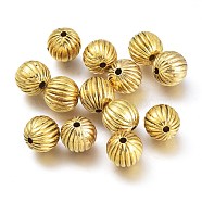 CCB Plastic Beads, Round, Corrugated  Beads, Antique Golden, 12mm, Hole: 2mm(CCB-P005-040AG)