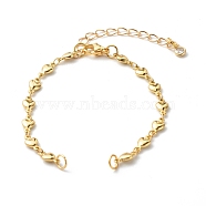 Bracelet Making Accessories, with Brass Heart Link Chains, 304 Stainless Steel Lobster Claw Clasps & Jump Rings & Brass Cubic Zirconia Charms, Golden, 6-1/4 inch(16cm)(AJEW-JB01051)