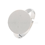 Brass Pad Ring Bases, Lead Free and Nickel Free and Cadmium Free, Adjustable, Platinum Color, 14mm(KK-EC022-14mm-N-NR)