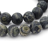Frosted Round Natural Kambaba Jasper Bead Strands, 10mm, Hole: 1mm, about 39pcs/strand, 15 inch(G-J276-64-10mm)