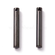 Ion Plating(IP) 304 Stainless Steel Charms, Column, Electrophoresis Black, 40x6mm, Hole: 3mm(STAS-A057-10EB)