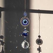 Evil Eye Pendant Decorations, Alloy & Glass Hanging Suncatchers, for Home Decoration, Flower Pattern, 430mm(HJEW-PW0002-04A)